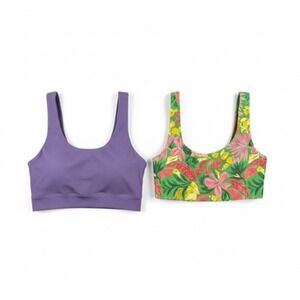 Old Navy Active Powersoft Sports Bras Womens XL Purple Floral Go-Dry Lot‎ 2